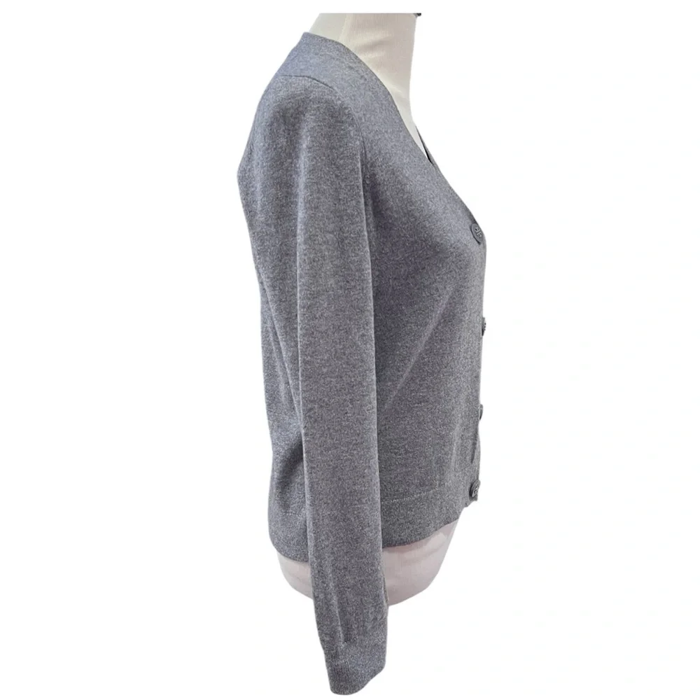 Tory Burch Gray V Neck Cashmere Cardigan Sweater Size Small